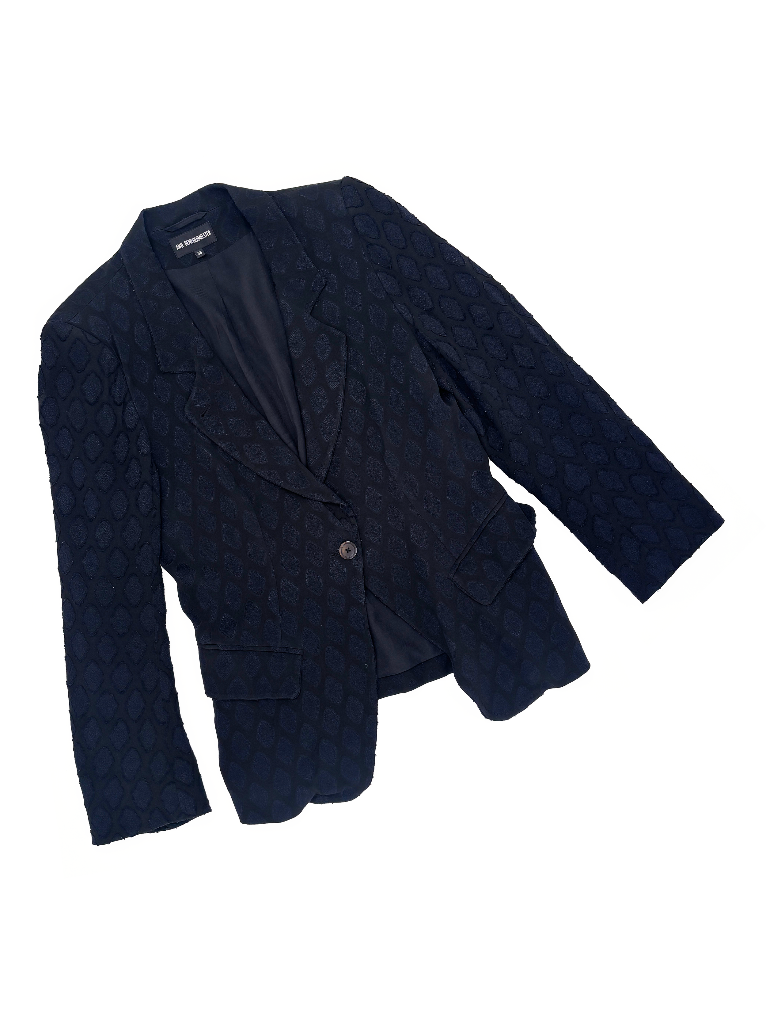 Ann Demeulemeester navy textured jacket