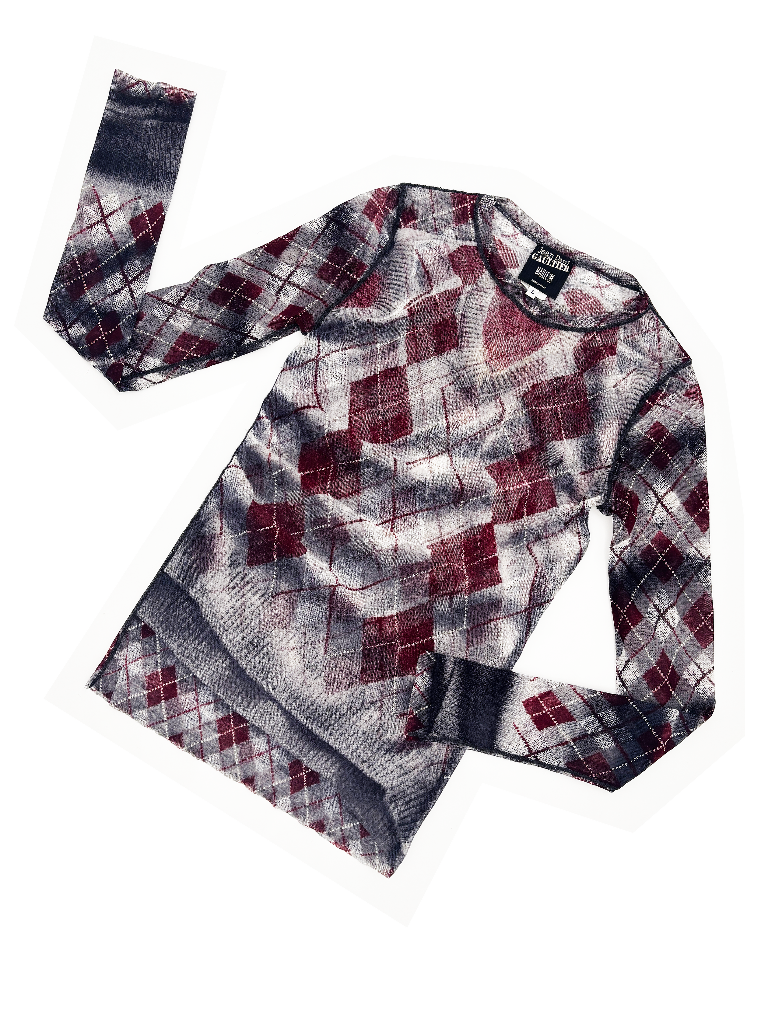 Jean Paul Gaultier F/W 2004 argyle print mesh top