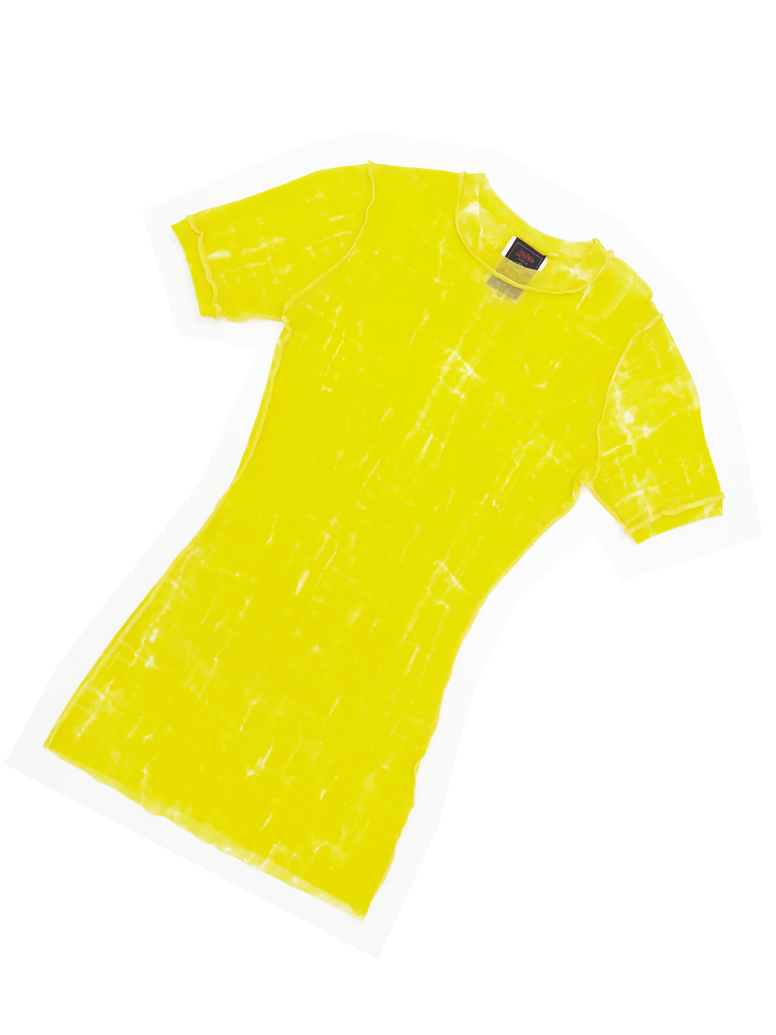 Jean Paul Gaultier S/S 2000 yellow tie dye mesh top