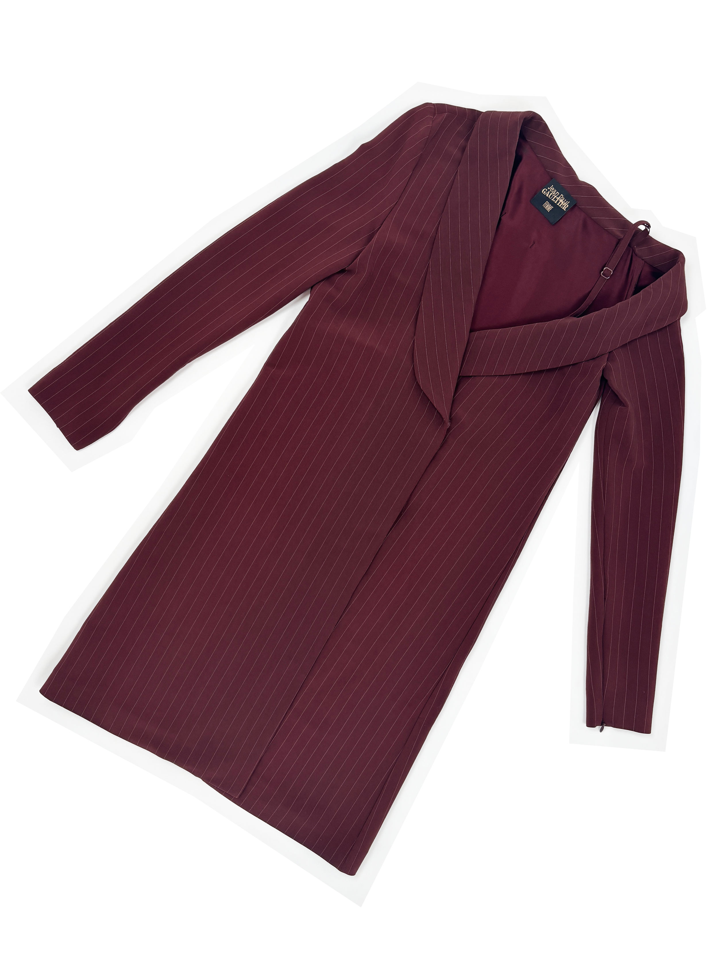 Jean Paul Gaultier maroon asymmetrical coat
