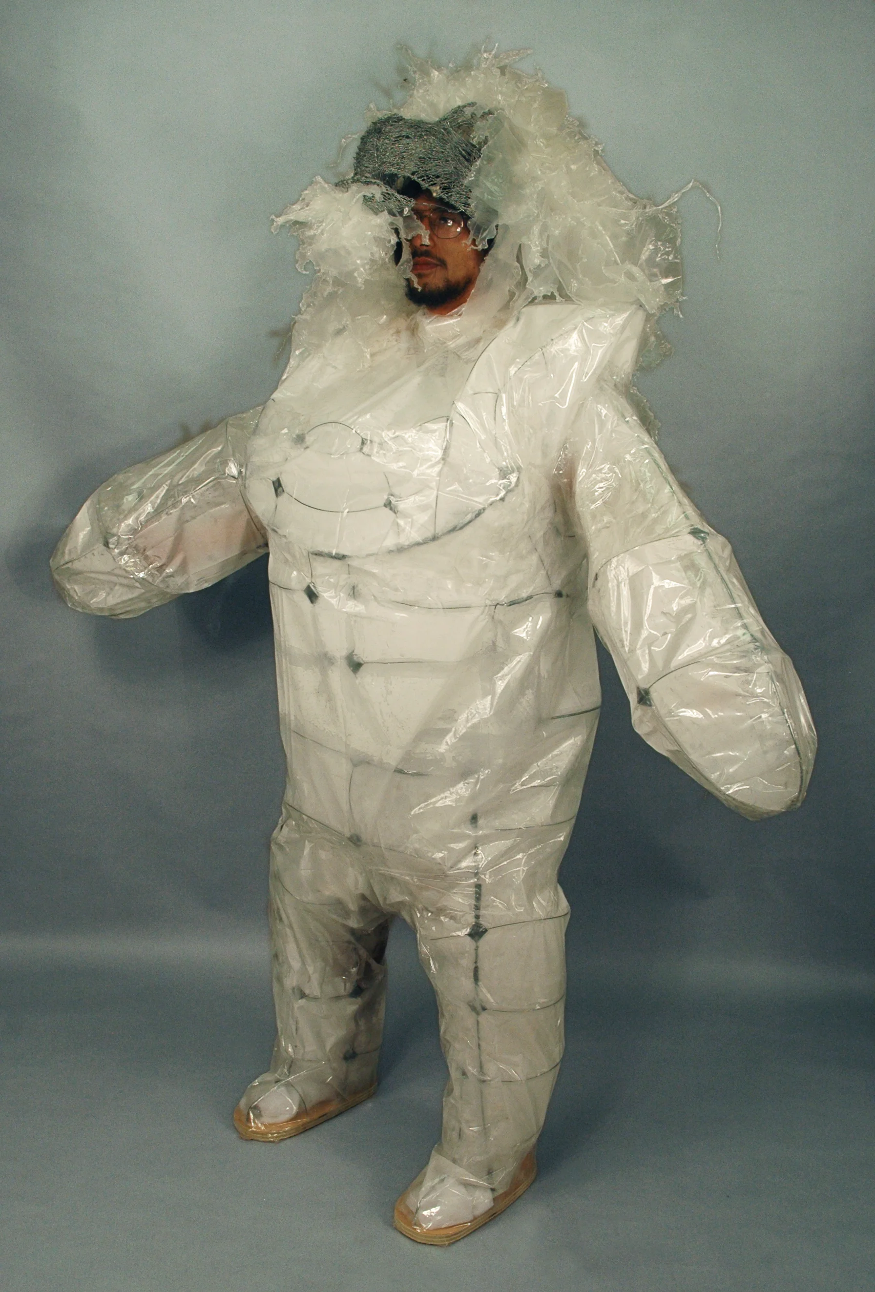 13. Assignment: Wearable Art Media: Wood, steel, plastic, smoke from a smoke machine Dimensions: 70"h x 49"w x 37"d