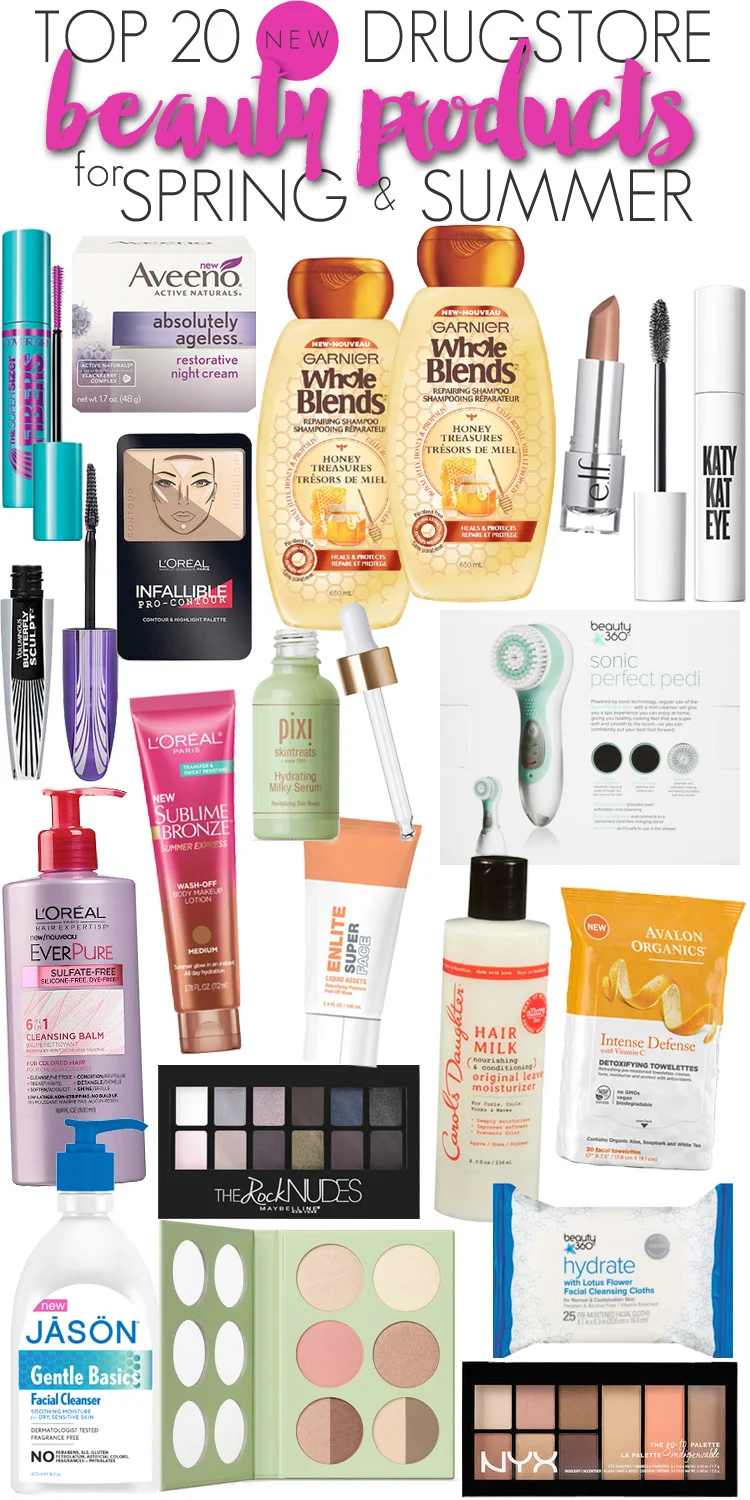 Top 20 NEW drugstore beauty products that are PERFECT for the spring & summer months. If you are looking for the latest in makeup, skin care, hair care or even lotions to make your skin in prime condition for the summer months all at a bargain, this list is for you!