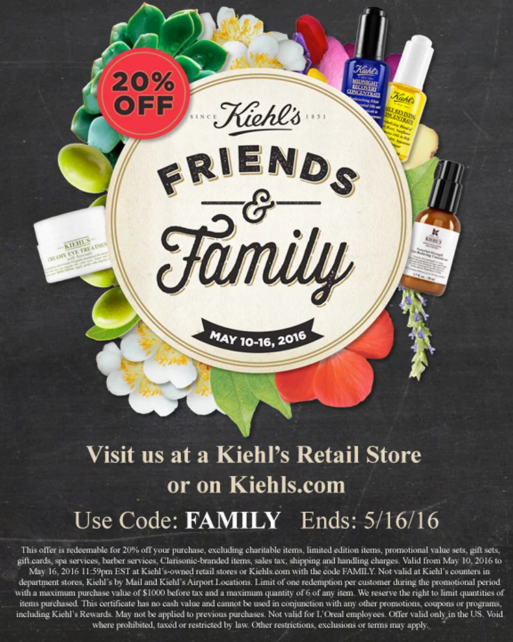 Kiehl's Friends & Family 2016