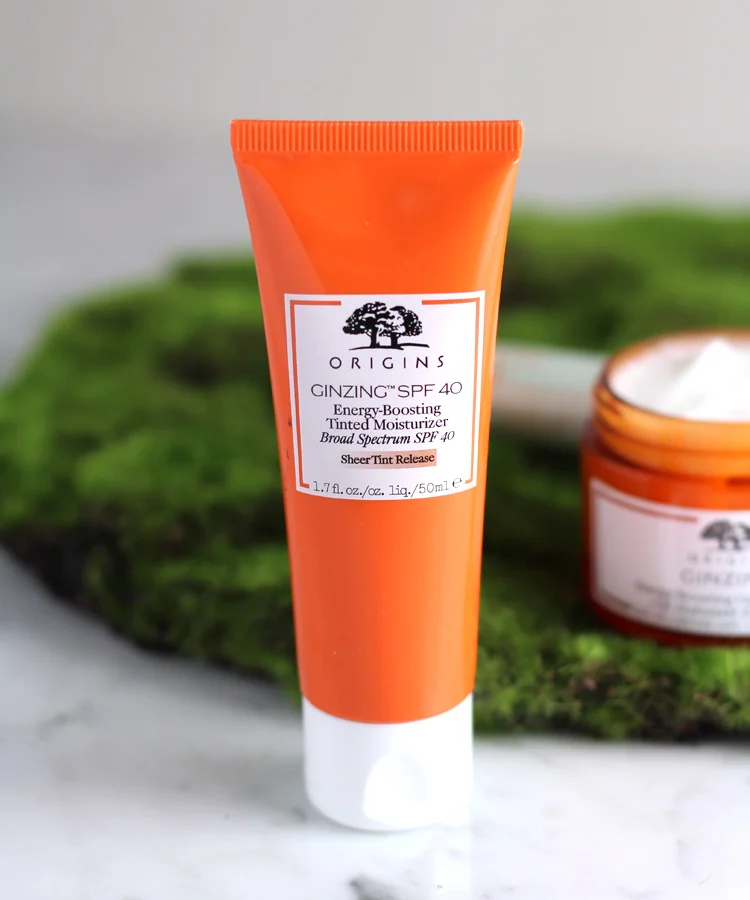 Instant Radiance: Origins GINZING SPF 40 Energy-Boosting Tinted Moisturizer.