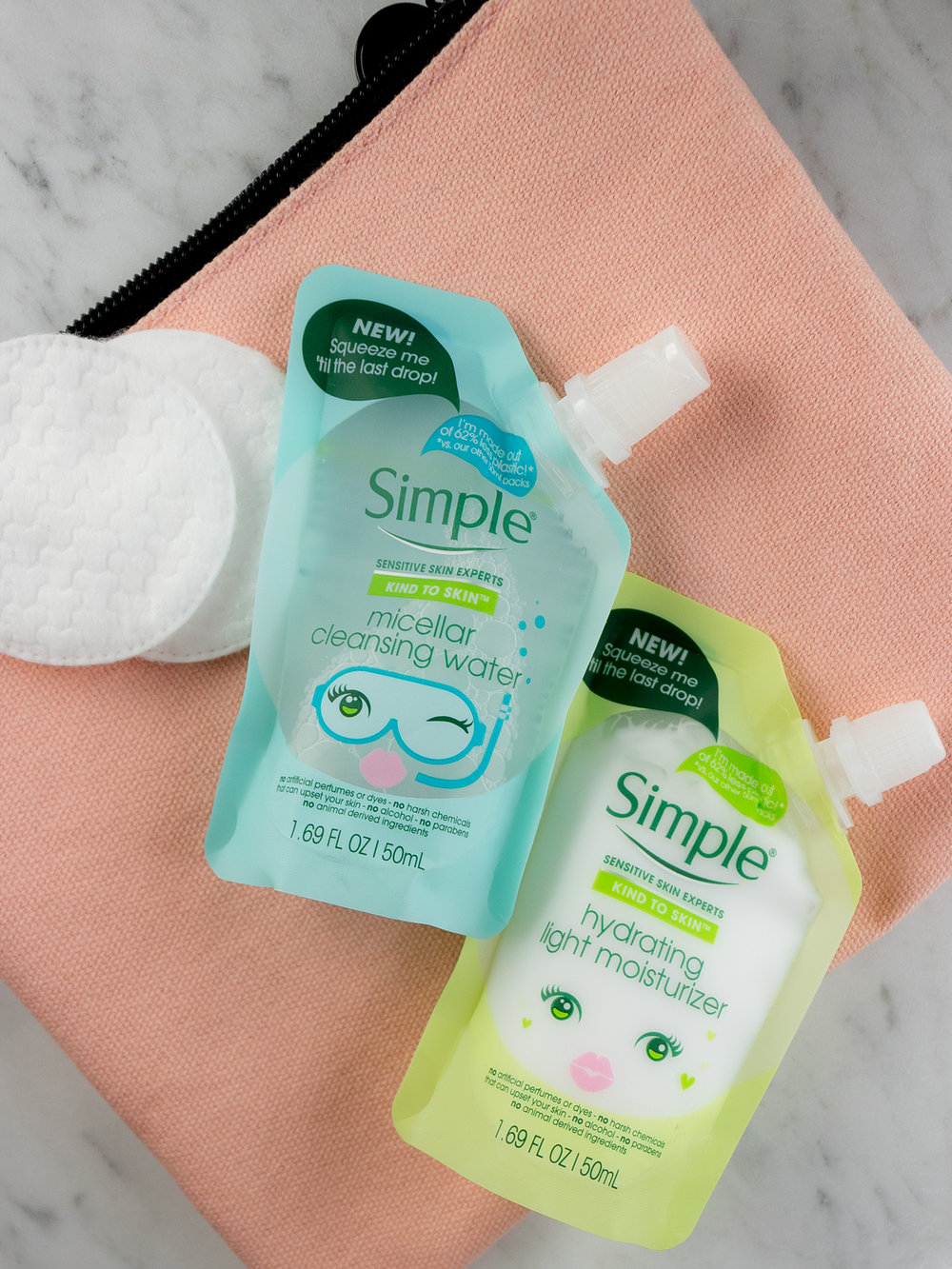 Simple Micellar Cleansing Water and Hydrating Light Moisturizer Sachets