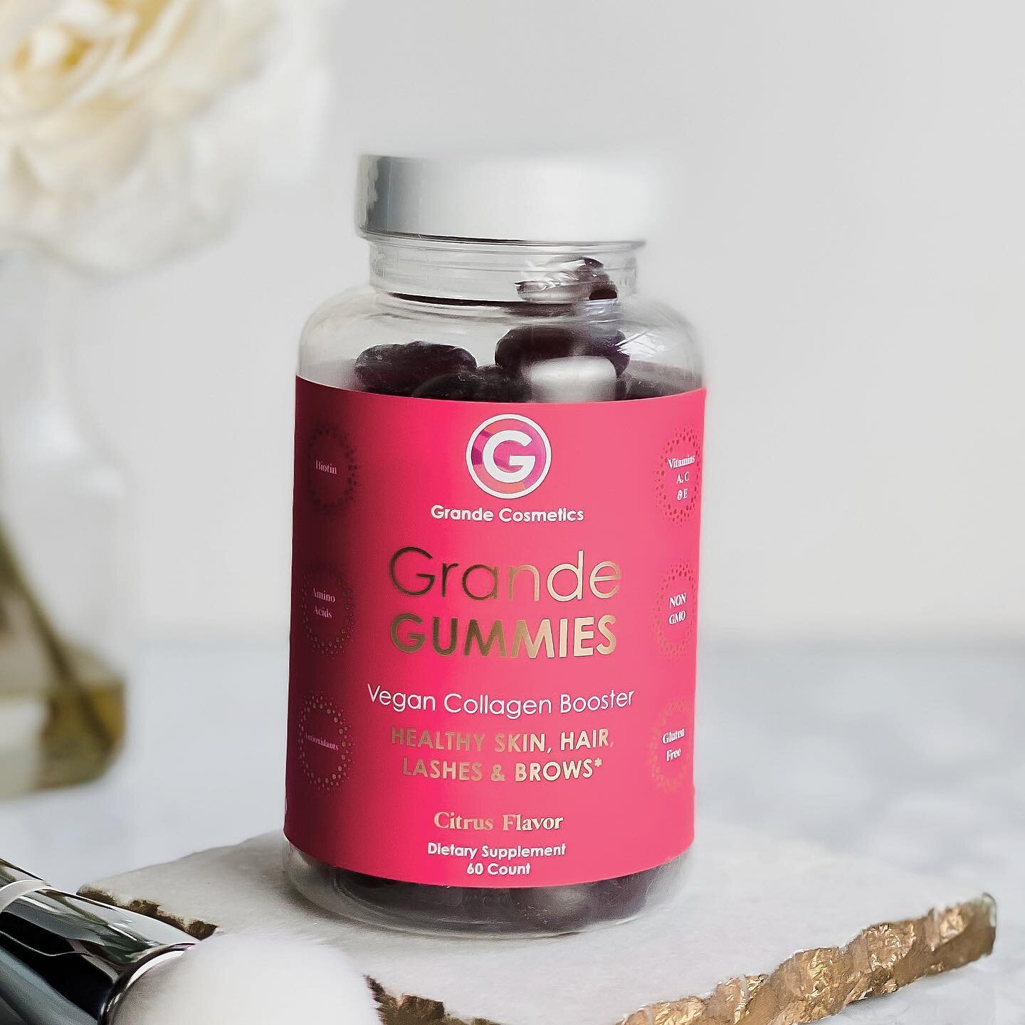 I am a regular user of GrandeLASH-MD, so when #GrandeCosmeticsgiftedme GrandeGummies, I couldn&rsquo;t wait to try them. 💕

The cute heart shaped Vegan Collagen Booster not only tastes great with a citrus flavor, but it is a true beauty enhancing gu