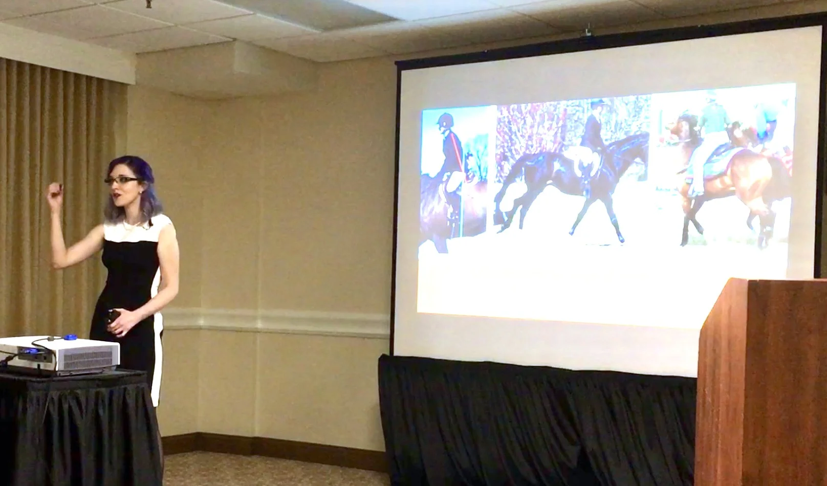 Giving a lecture at the 2016 Pet Professional Guild Annual Summit Entitled: “The Conscious Equestrian: Extinguishing Force From the Rider’s Repertoire”