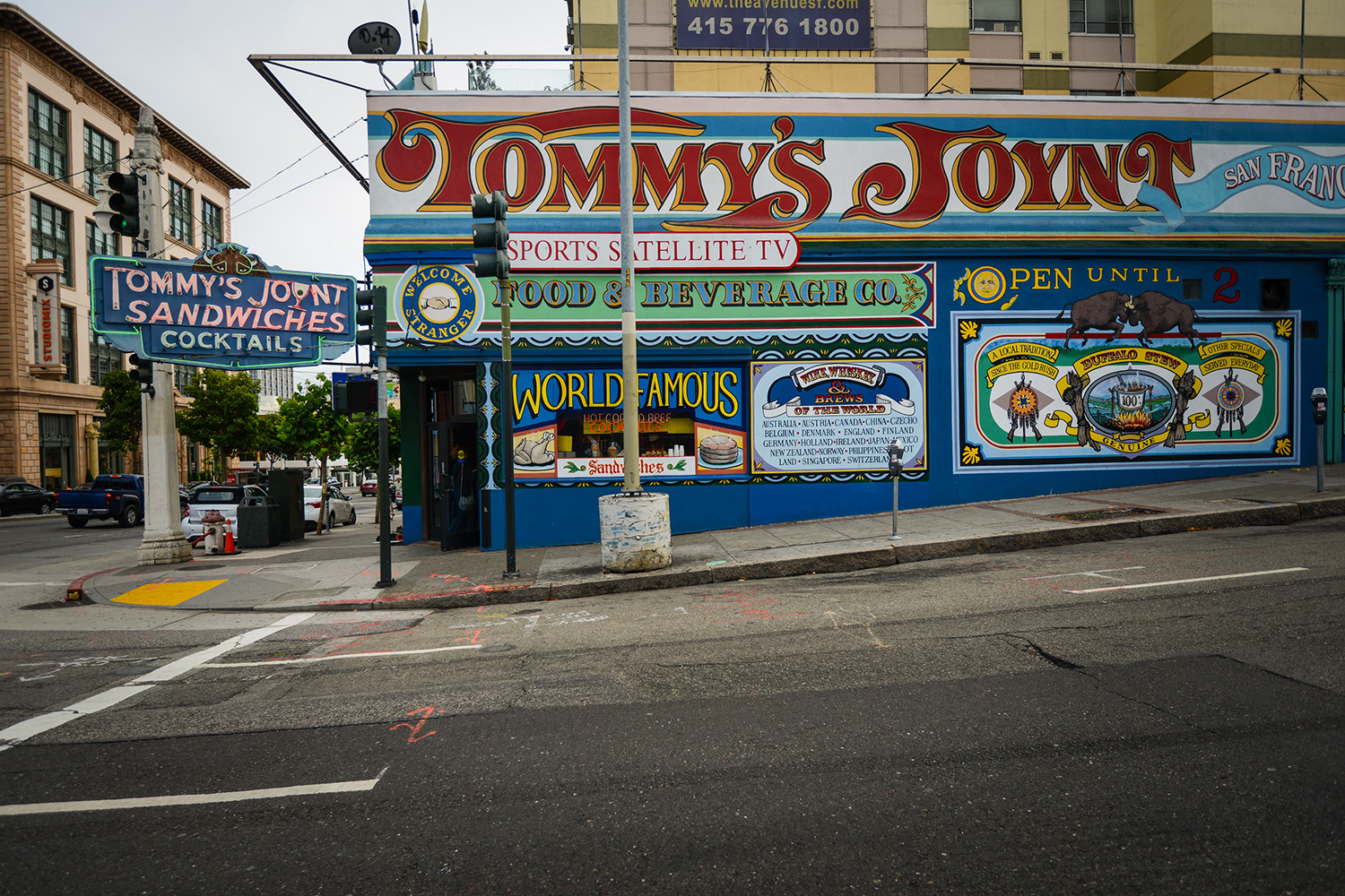  Tommy's Joynt is the Original Hof-Brau of San Francisco, and has become one of San Francisco's longest living institutions. We sit here at Van Ness and Geary, on Route 101, at the crossroads of the City. "Welcome Stranger" decals itself above our fr