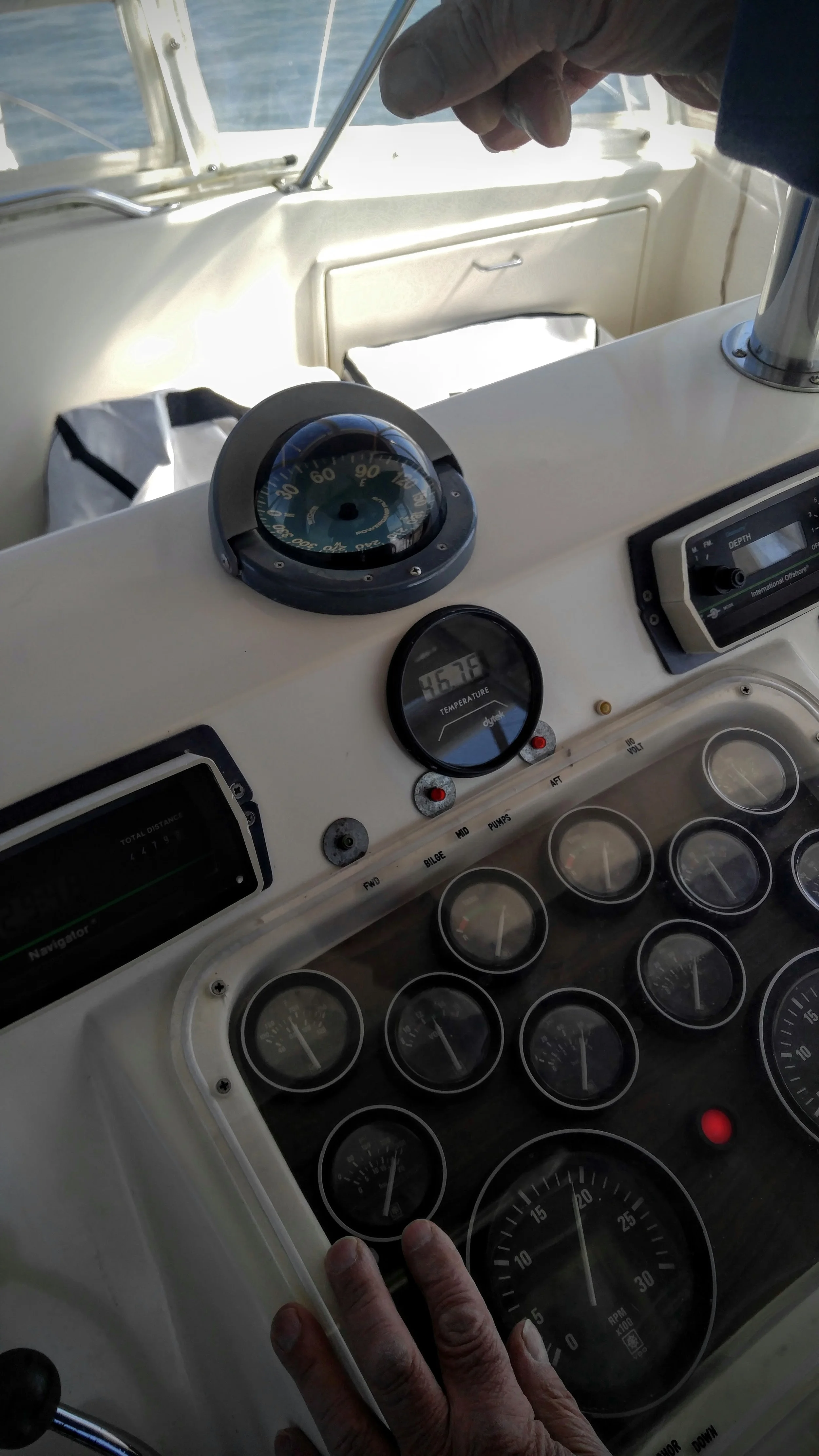 There are like 10 different gauges on this dashboard. Also there's sonar, angles, and a completely different lexicon: I have no clue about any of it, and that's okay. 