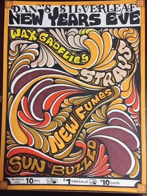 a new year's eve flyer for dan's silverleaf featuring floral psychedelic designs