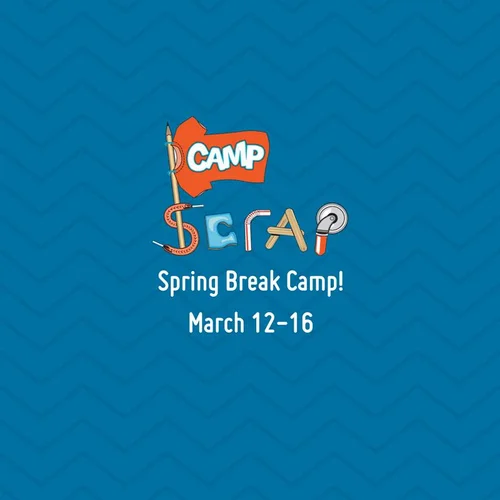 a blue flier with camp scrap spring break camp march 12-16