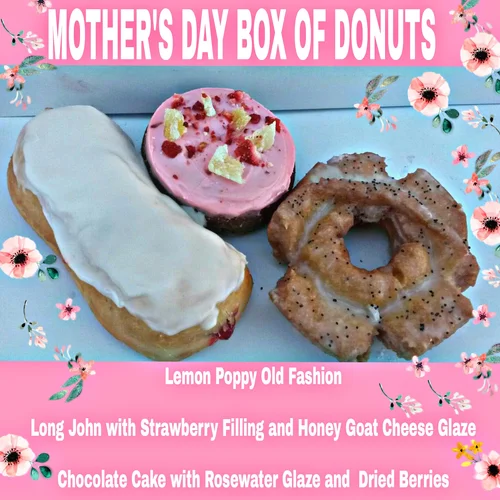a pink flier from hypnotic donuts with some donuts