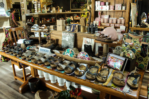 a picture of birkenstocks for sale inside a store.