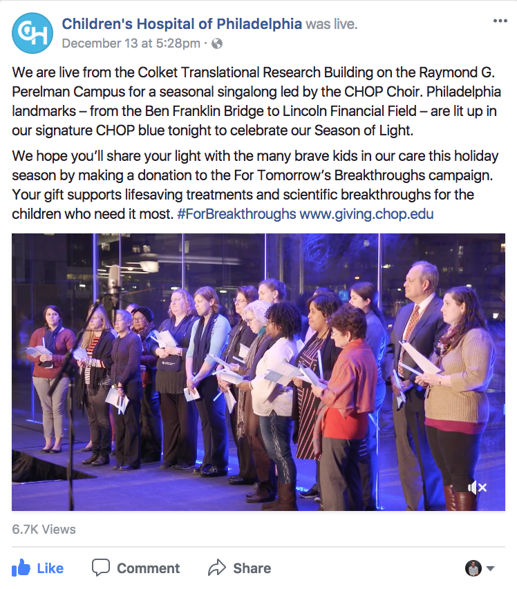 The "Season of Light" event was an online hit for the Children's Hospital of Philadelphia.