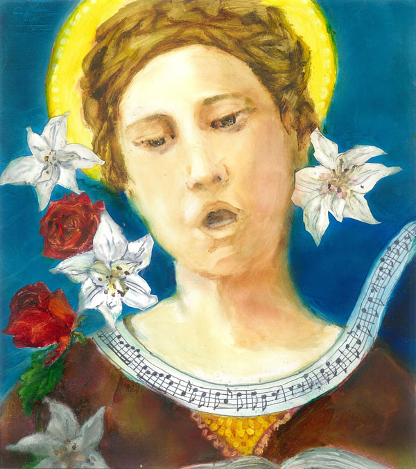 Sancta Caecilia III by Kendra O'Donnell, oil on paper, 2013.