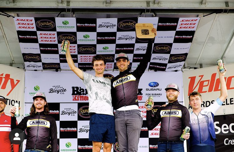 Hugo Scala on the top step at Barry Roubaix