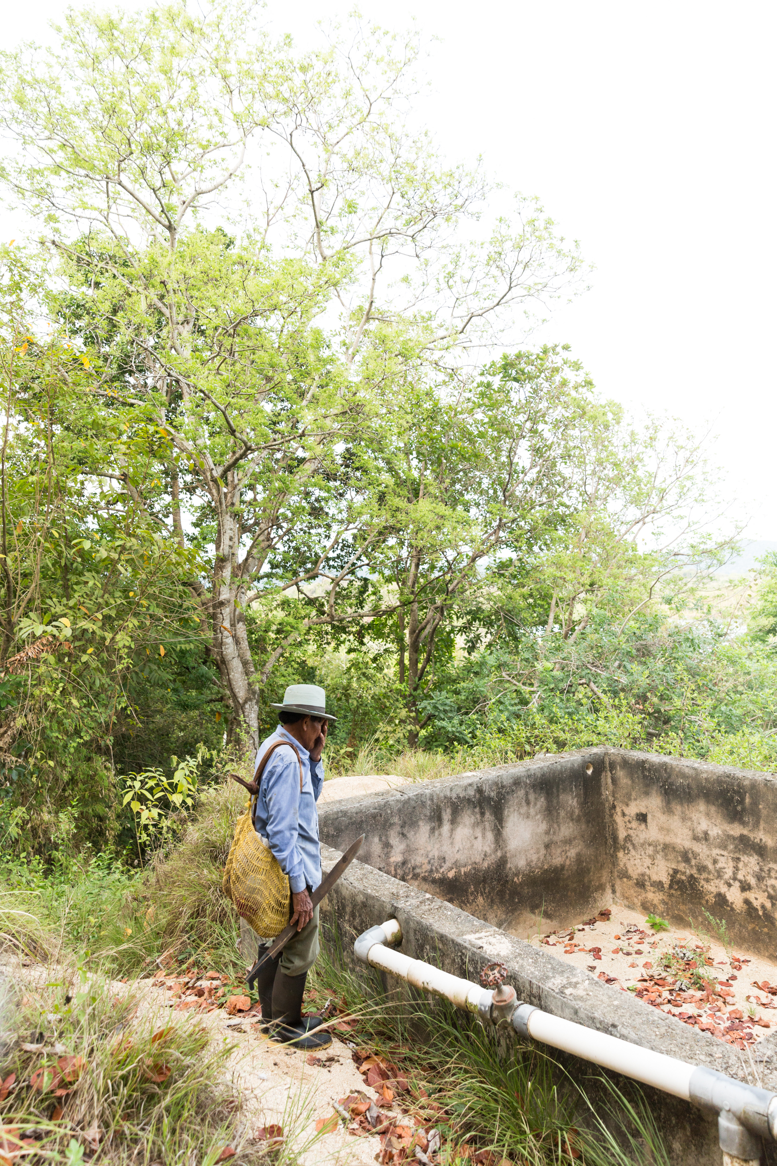 Saila Leonidas Perez by a dry water reservoir on the mainland near the Coetupu community.