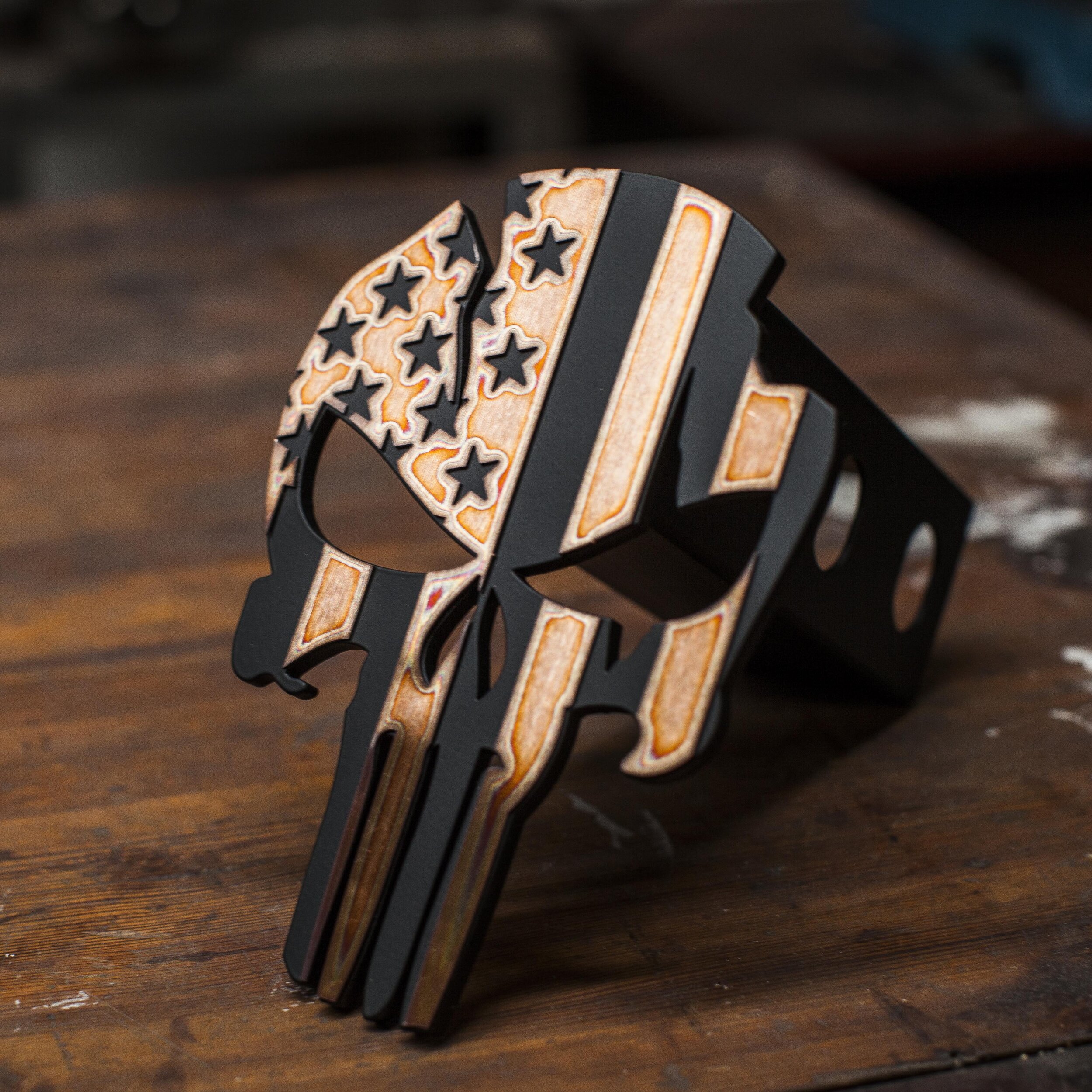 Kempter Kustoms Punisher Distressed Red Trailer Hitch Cover