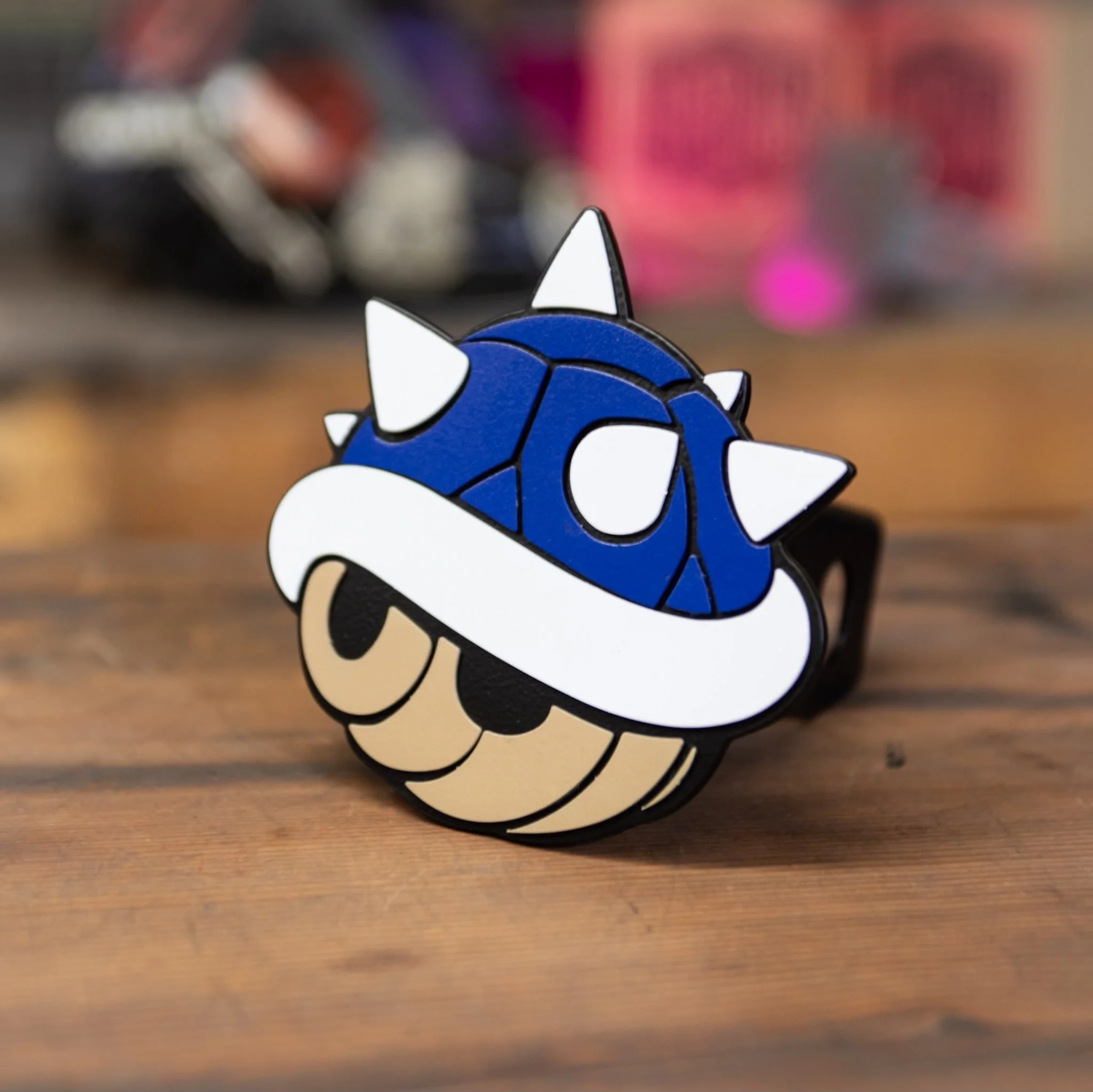 Upgrade your truck with a blue shell hitch cover inspired by Mario Kart racing game. Unique gamer gift and durable hitch cover accessory
