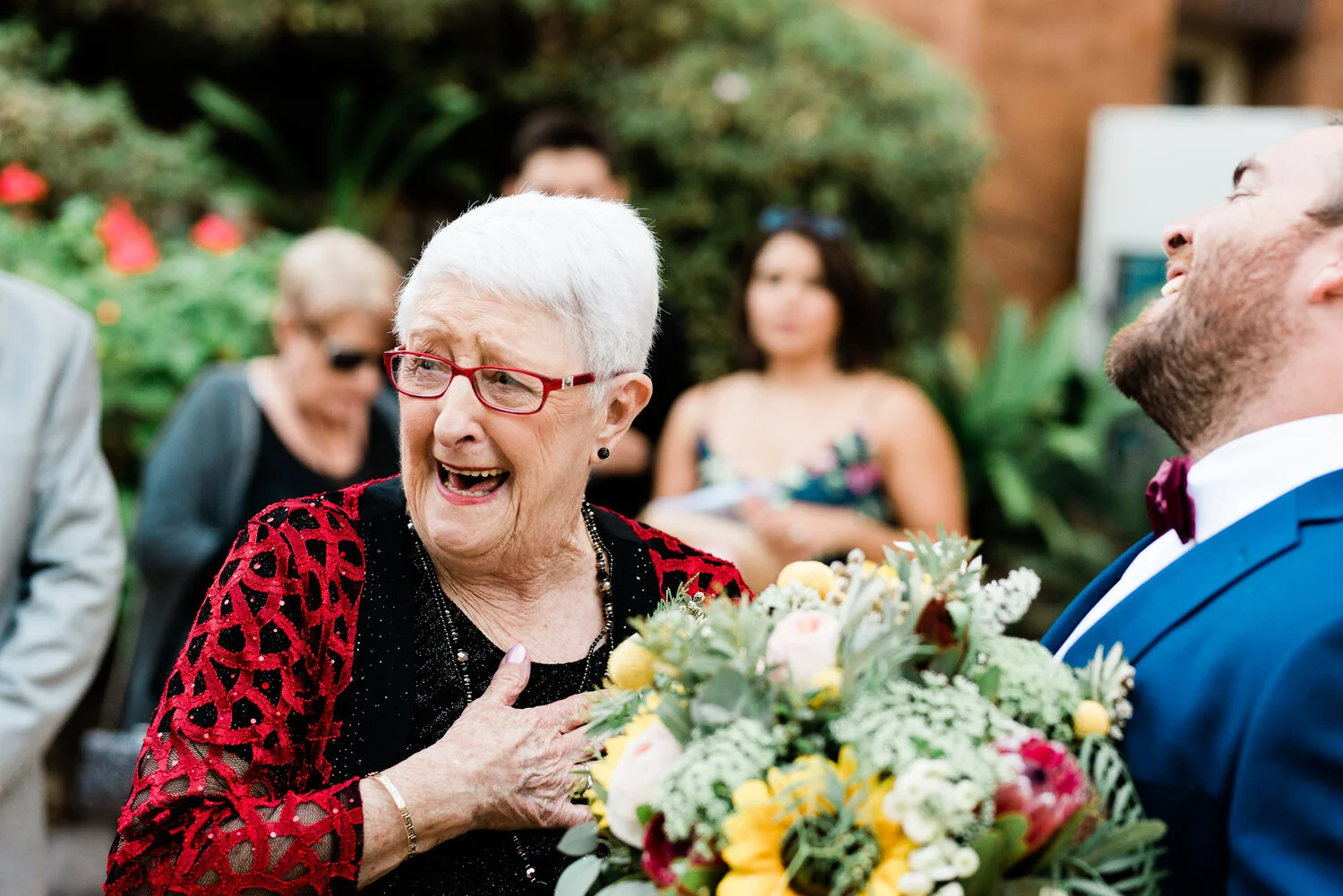 Nanna having a happiness heart attack, during Emily and Ben’s wedding in Brisbane.