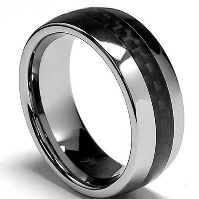 Black Carbon Fiber Tungsten Ring - BFC Dome — JKCRings.com Unique Mens ...
