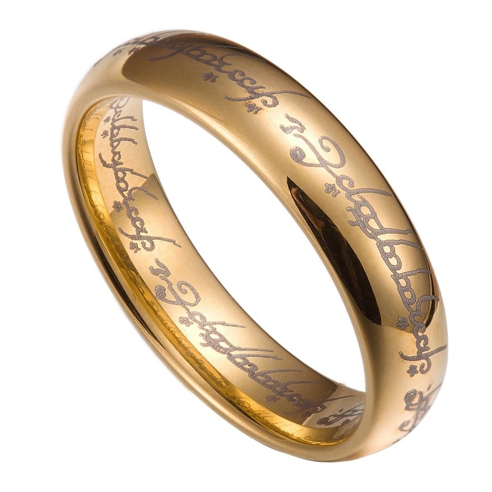 Gold LOTR Tungsten Ring - LOTR Five Collection —  Unique Mens  Wedding Rings