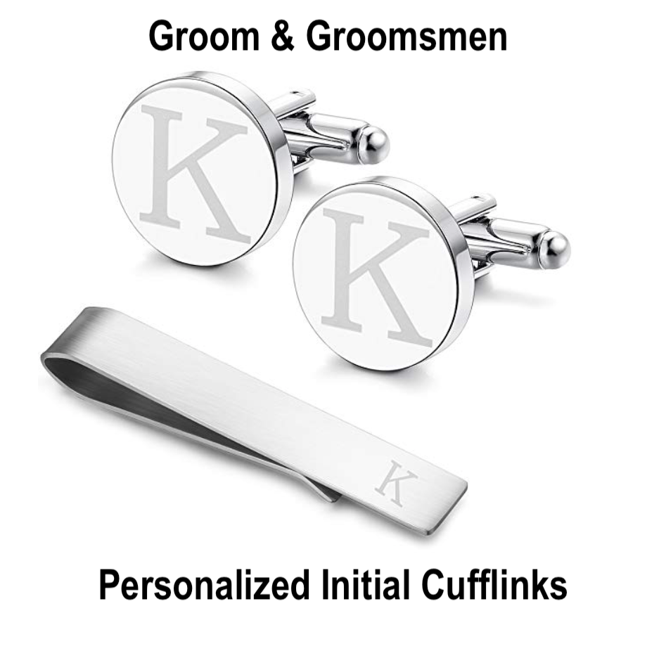 Personalized Initial Cufflinks &amp; Tie Clip