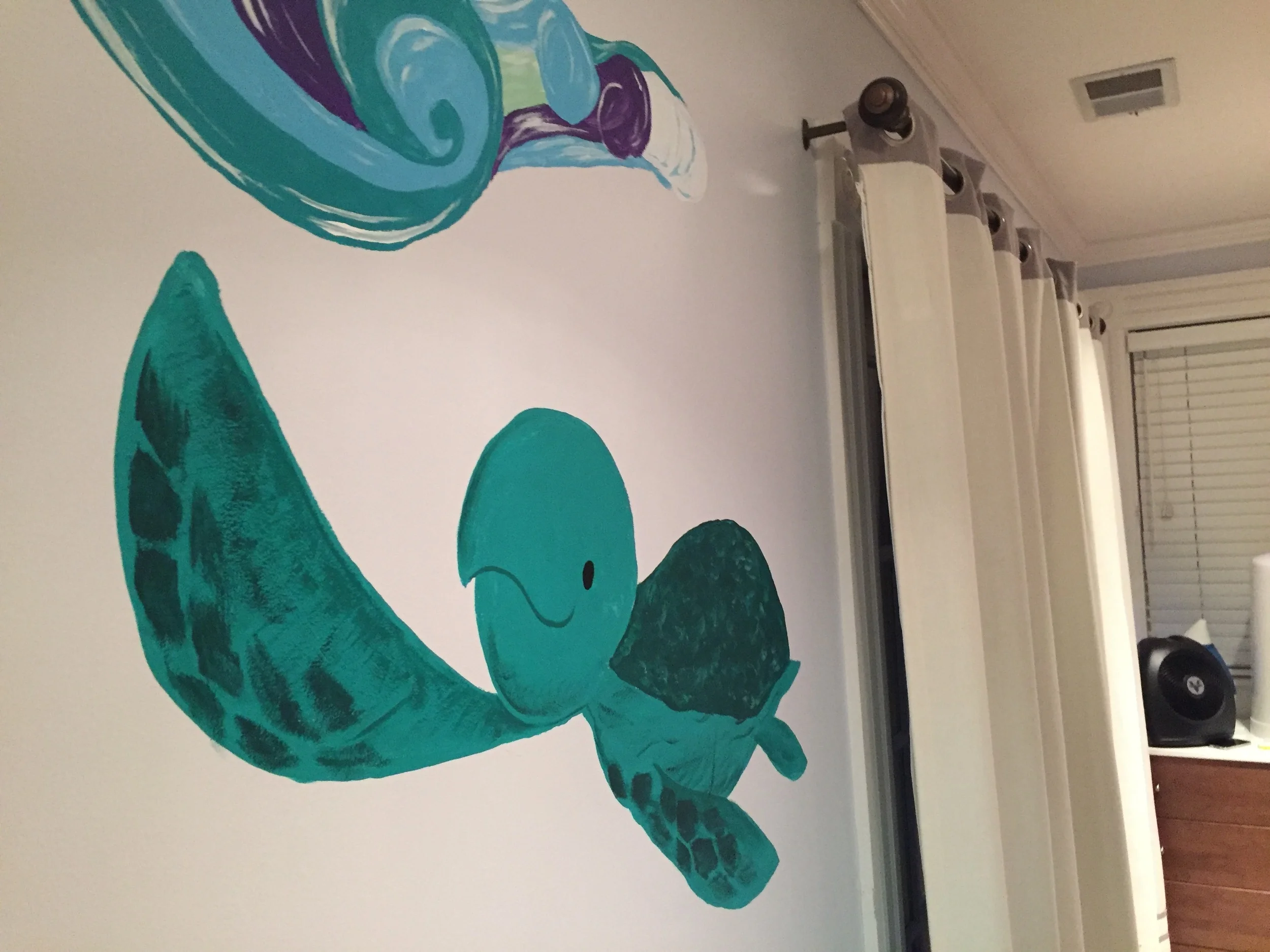  Opposing wall features a turtle homie. 