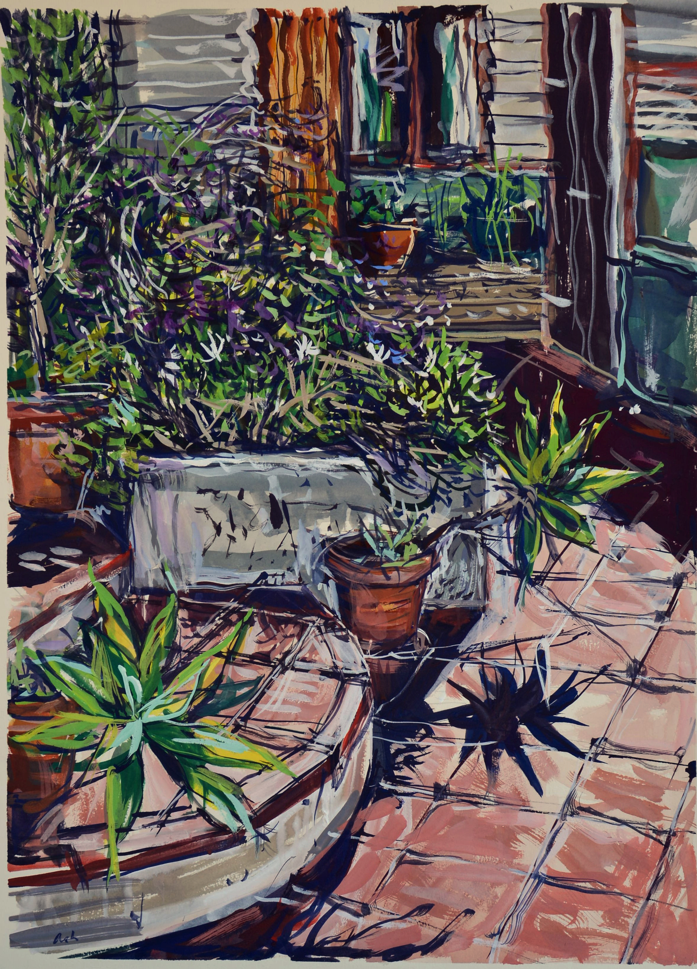 Garden in the sun ( 1 ), 2017, gouache on rag paper, 76 x 56cm 