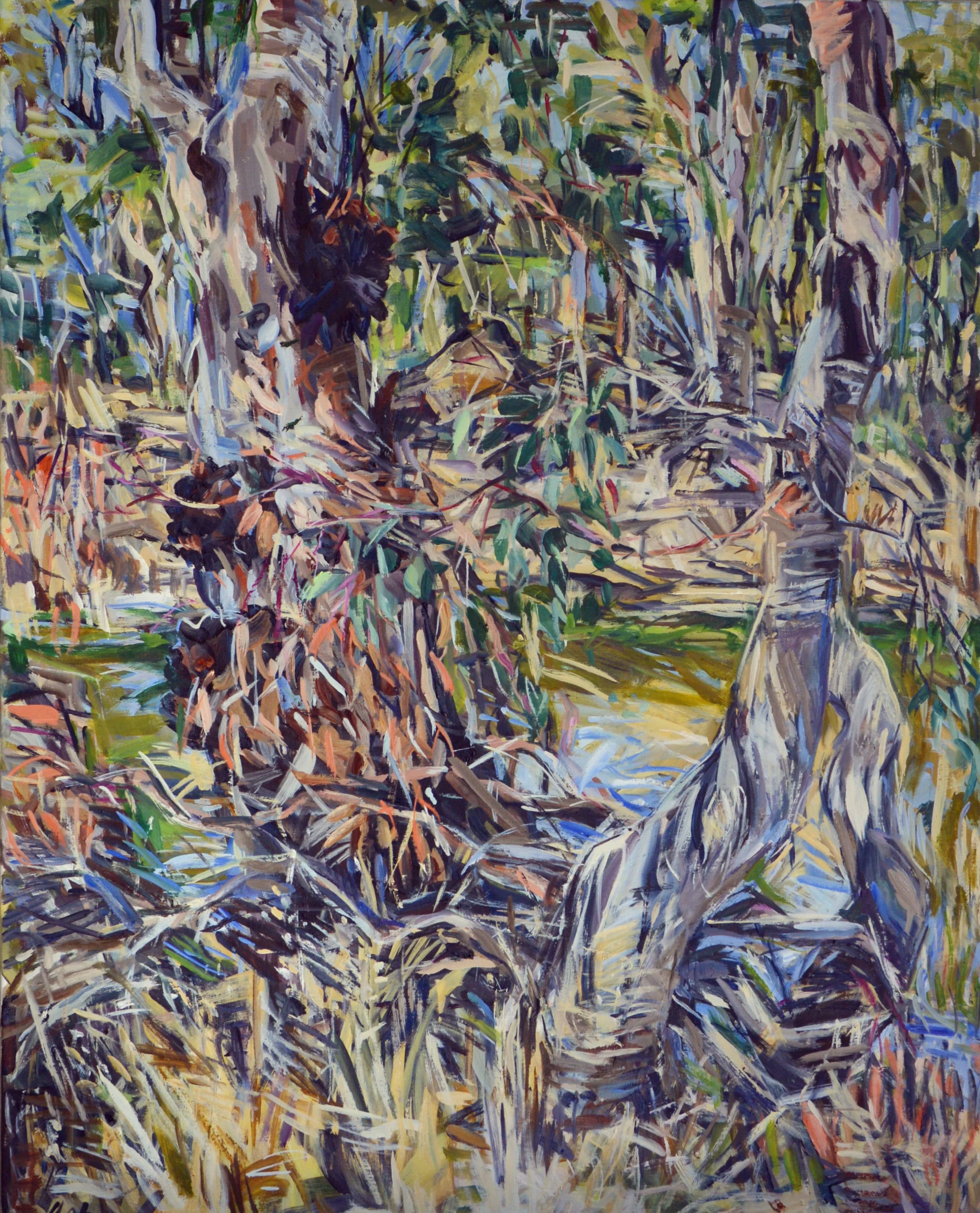 Trees on Brigalow Creek 2018 Oil on Belgian linen 100 x 80cm