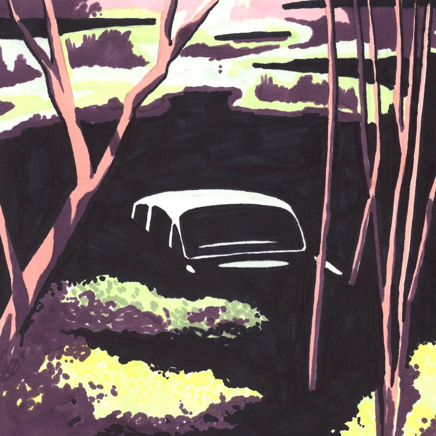 Keeping up with the sinking / abandoned car series a year or so on&hellip; this time I worked from a screenshot from Hitchcock&rsquo;s Psycho - found in an amazing book documenting 1300 film stills shown sequentially. I feel like every shot could be an amazing painting 💫 wish there were more books out there like this!