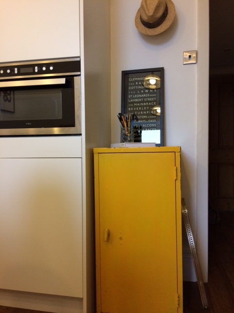 I picked up a pair of Kodak yellow industrial style units for £40. A great place to hide those ugly pots and pans!
