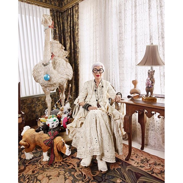 Interior, fashion designer and business woman Iris Apfel for Alexander McQueen