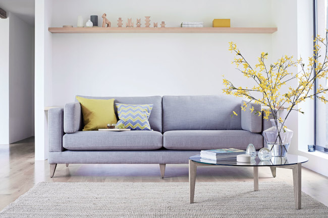 Mallory sofa in rabbit's foot from The Lounge Co.