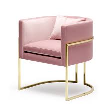 Pink velvet, gold framed Julius chair from Open Plan Living