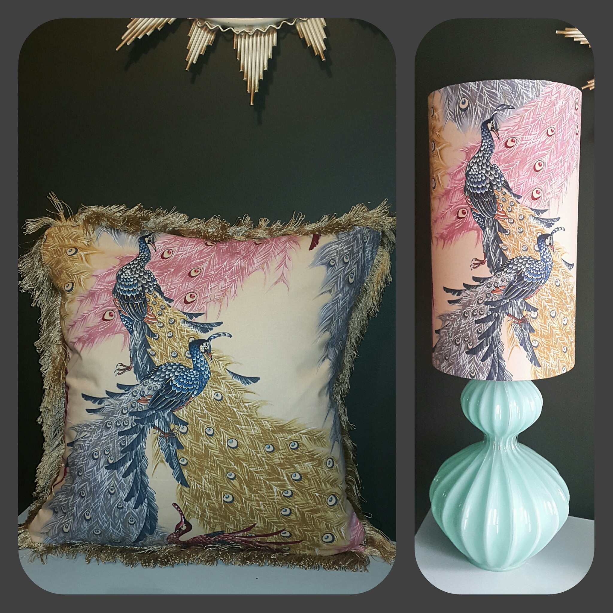 Peacocks a plenty from MarieRose Vintage available on Etsy.