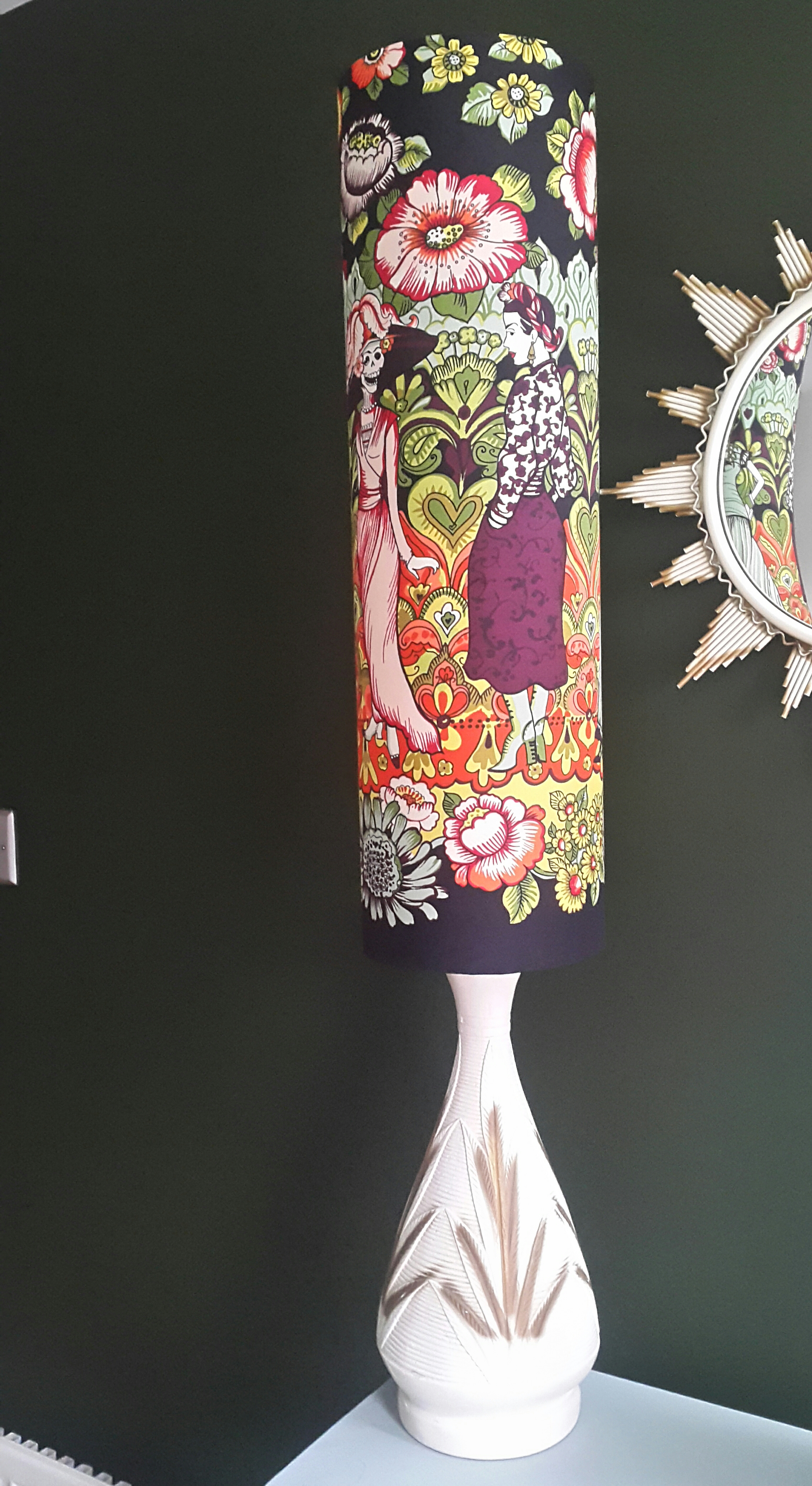 Day of the Dead flavours to a 70s style cylinder shade by MayRose Vintage