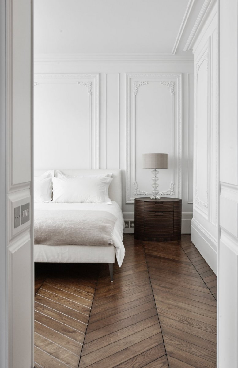 Take me to bed Chevron parquet in Bedroom 16 Montagu Square, By D-Raw