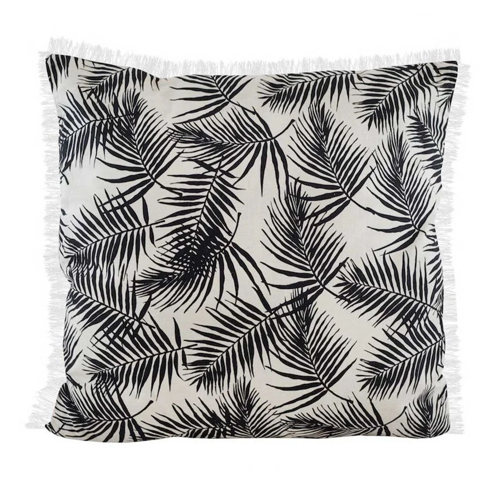 Palm print tassle cushion www.featherandnest.co.uk