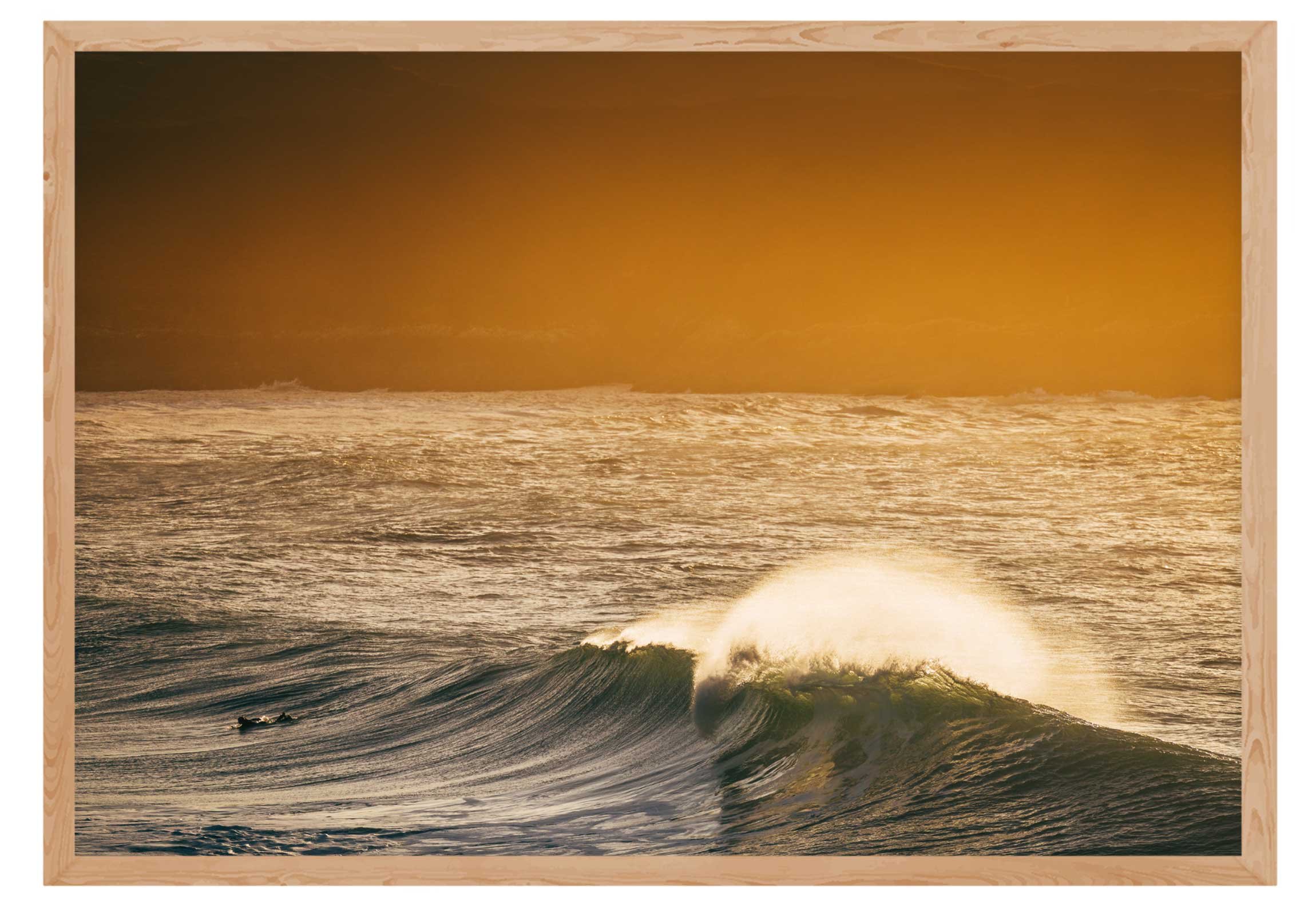 Surfer During Sunset at Crantock Beach Framed Print