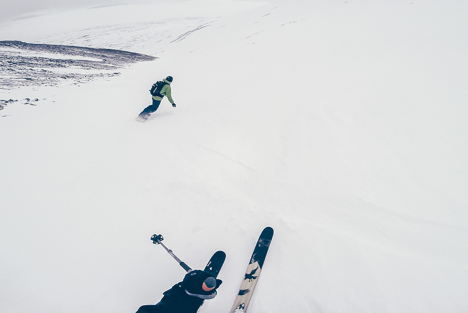The reward of 5 hours of hiking: 500 vertical meters of bad concrete snow :)
