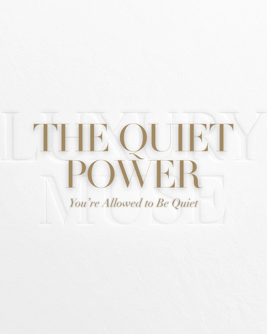 You&rsquo;re allowed to be quiet.
And still be seen. And still be remembered.
Because in the world of quiet luxury, presence speaks louder than performance.

One of my clients, an introvert with a quietly powerful brand inside her, once shared with m