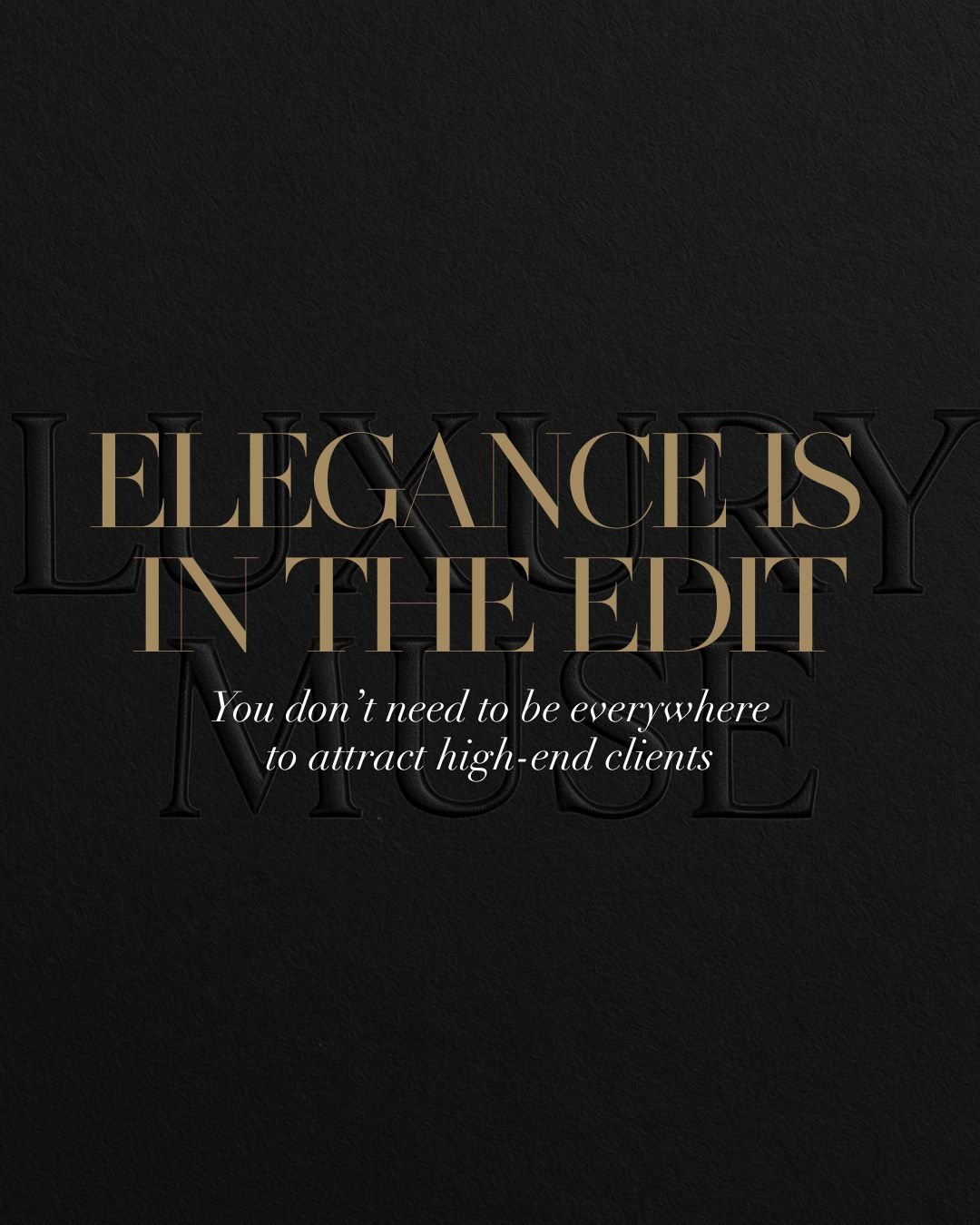 Your visibility is a luxury asset.
It doesn't need to be everywhere. It needs to be intentional.

Curated Presence is about what you choose to reveal, how you reveal it, and who you reveal it to.

Luxury clients don&rsquo;t respond to noise.
They&rsq
