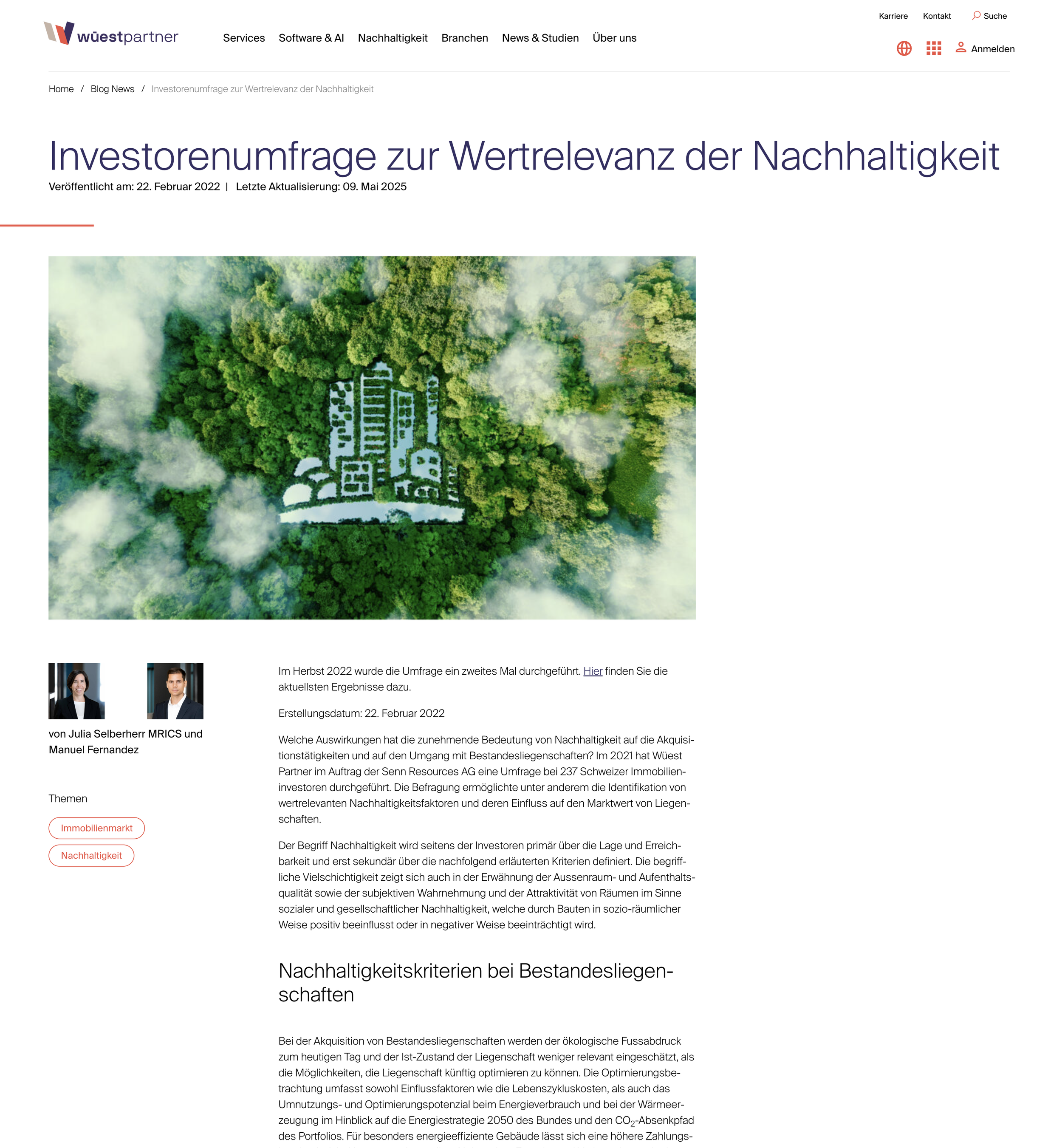 Investorenumfrage zur Wertrelevanz der Nachhaltigkeit