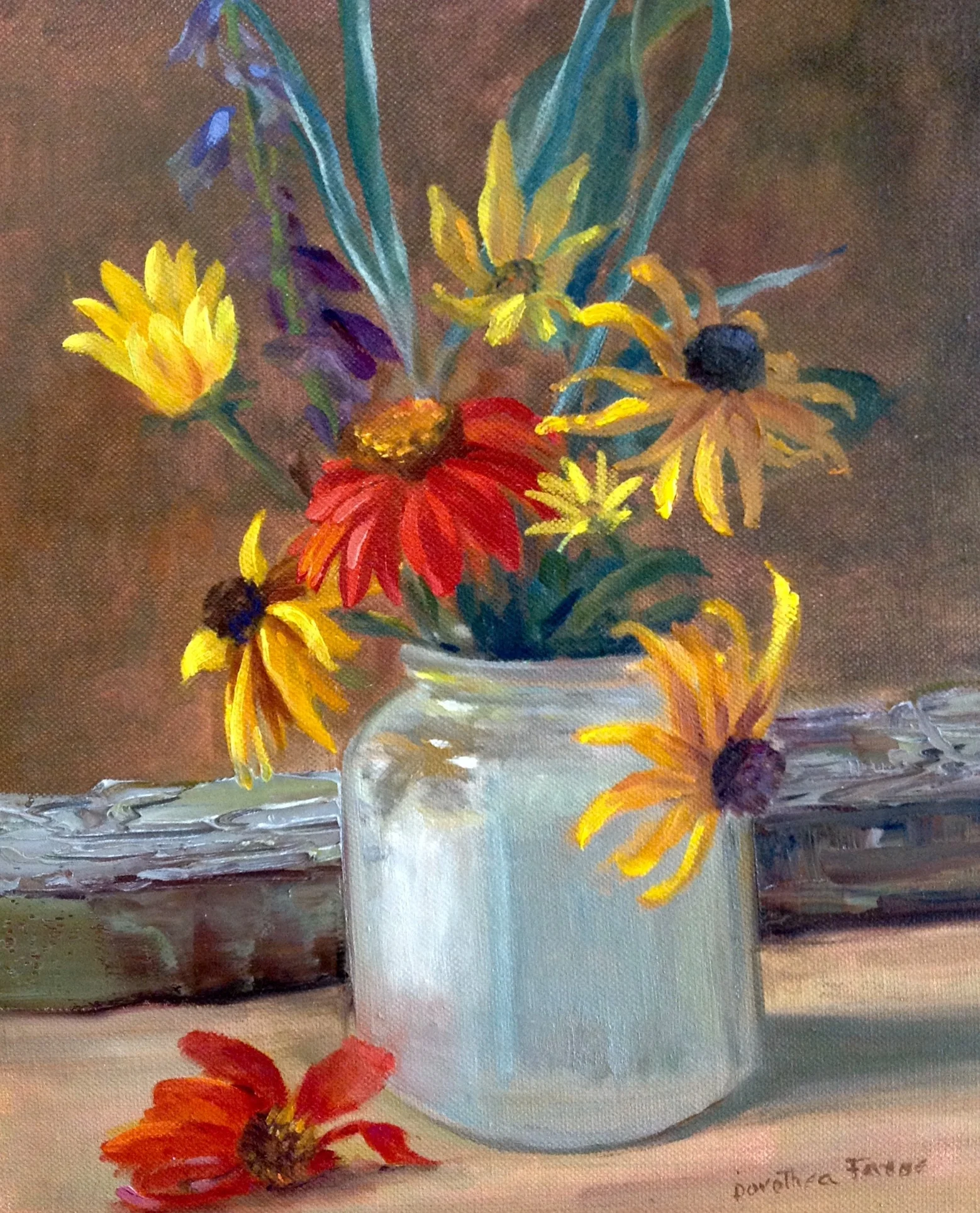 A MUG OF BLACK EYED SUSANS