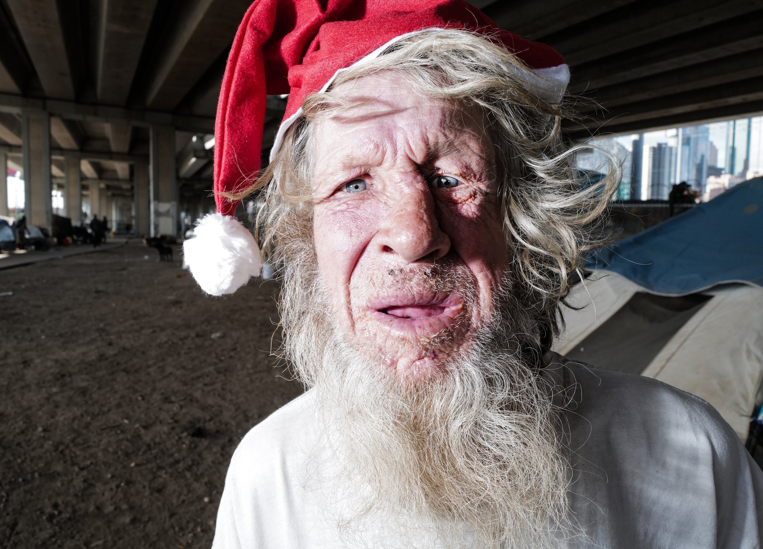 Mr. Mad Dog living under the freeway, Houston 2019