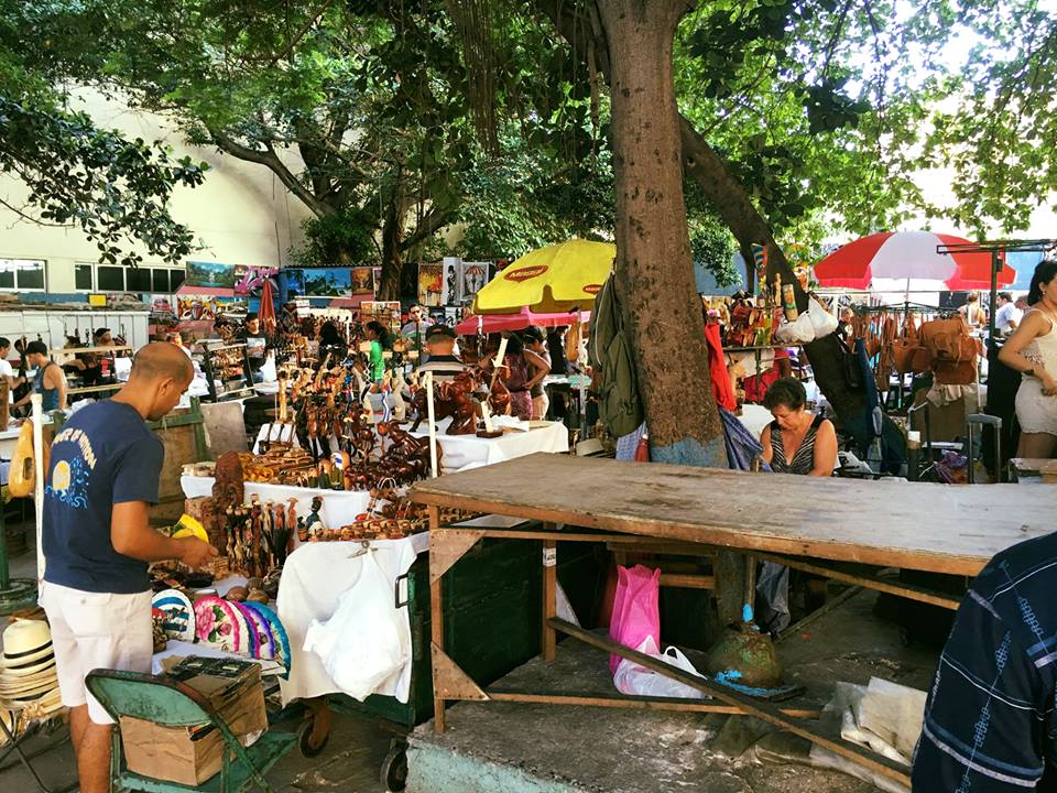 Open Air Market - Raw meat hangs in the heat of this Cuban open-air market. There were many types of vegetables and lots of mangoes.