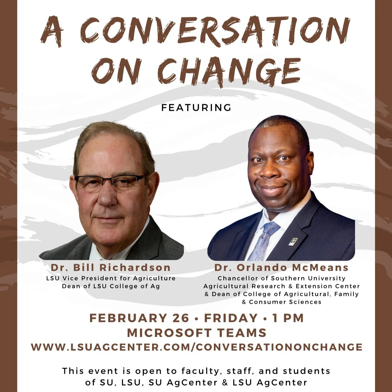 Join Drs. Orlando McMeans and Bill Richardson for A Conversation on Change