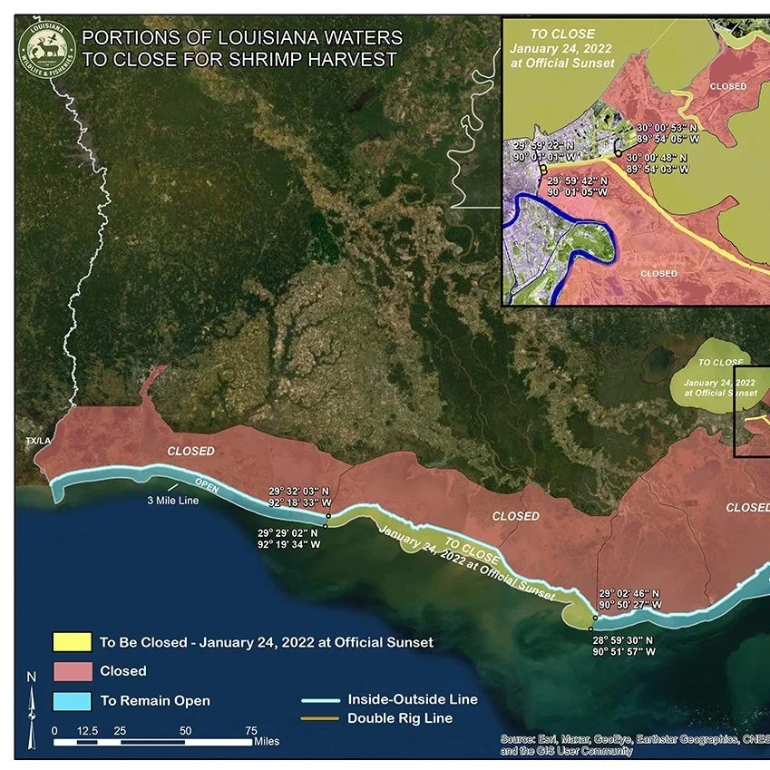 Louisiana Shrimp Season to Close January 24 in Portions of State Inshore and Outside Waters