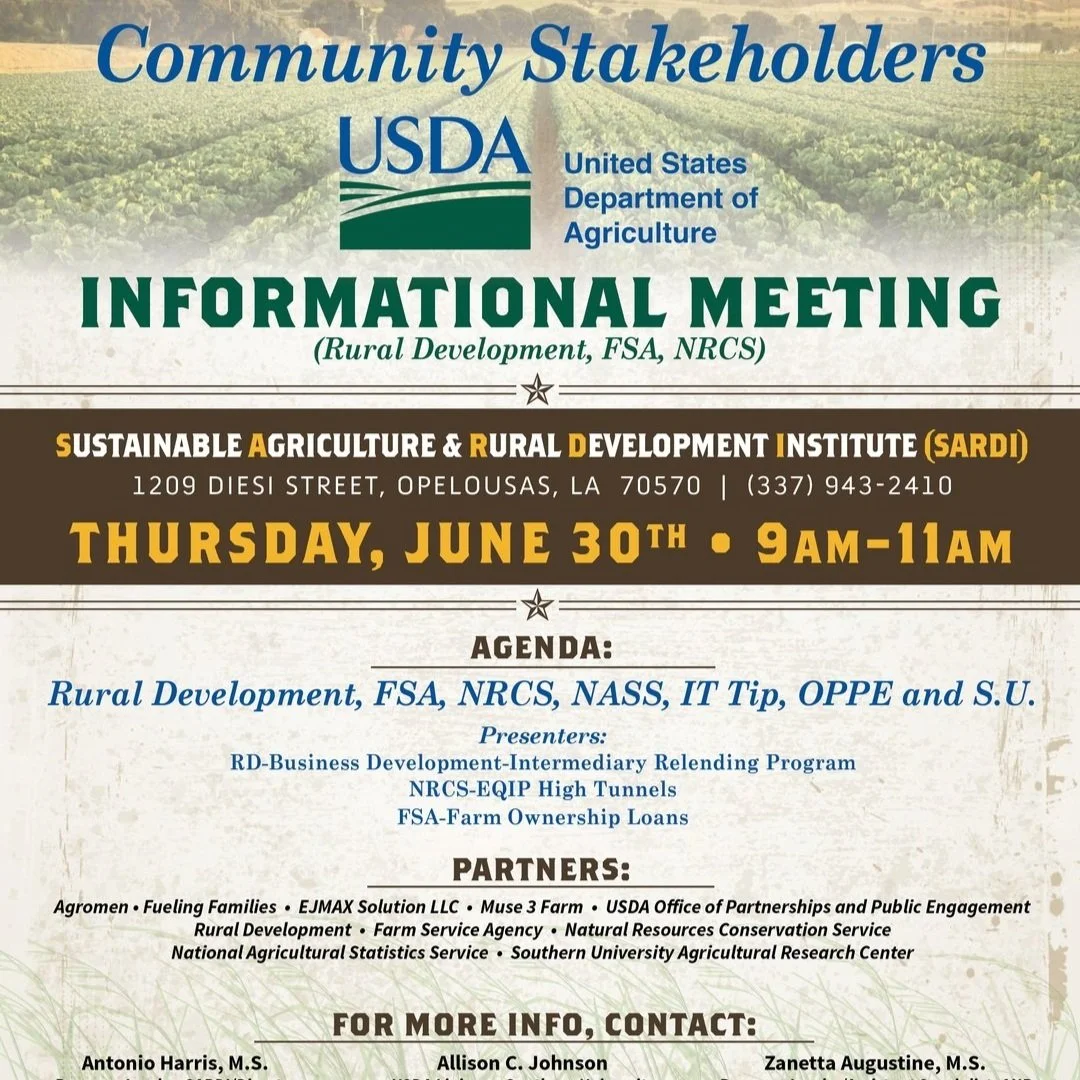 SARDI/USDA to Hold a Community Stakeholders Informational Meeting on June 30